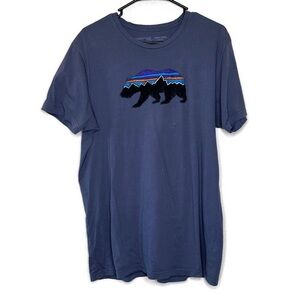 Patagonia Men’s Blue Buffalo Logo Graphic Short Sleeve T Shirt, Size Large